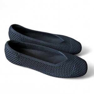 VIVAIA Square Toe Ballet Flats “Margot 2.0” Black Knit US 8.5 Eco-Friendly Comfy